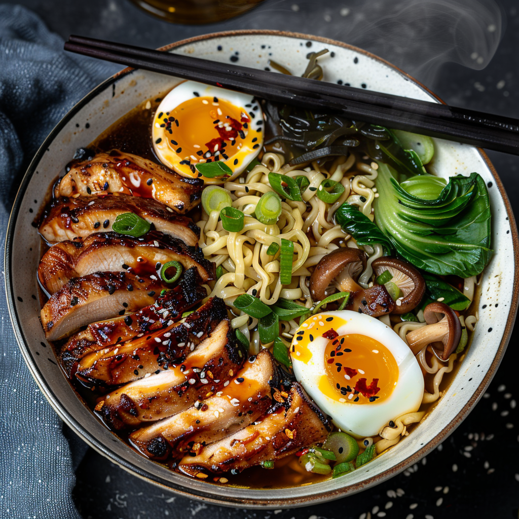 Homemade Ramen Bowl with Soy Broth and Jammy Egg Homemade Ramen